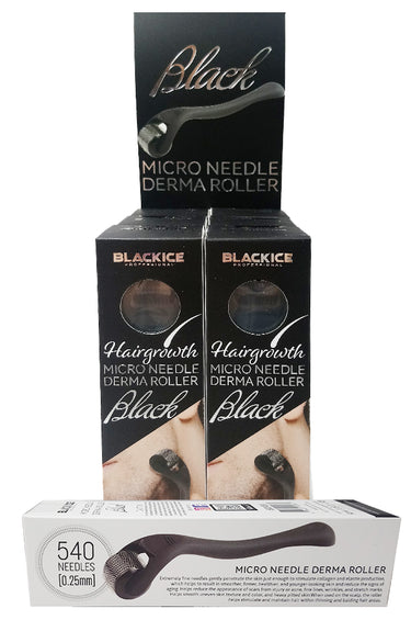 BLACK ICE Hair growth Micro Needle Derma Roller - Black- display unit